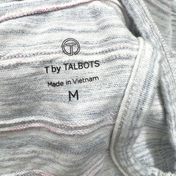 T by Talbots Striped Criss-Cross Back Athletic Cap Sleeve Top Size M - Picture 6 of 8